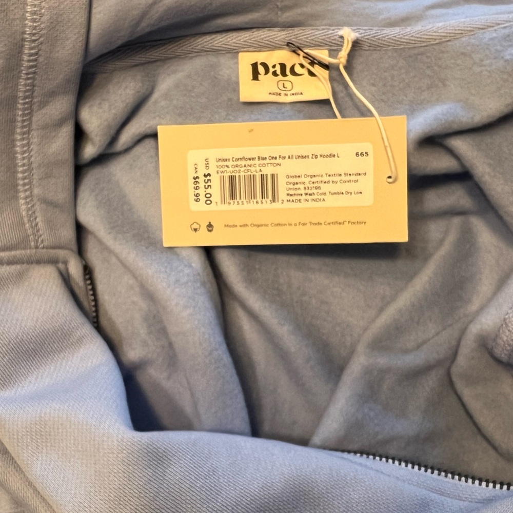 Pact Women's Light Blue Zip-Up Hoodie - Picture 3 of 9